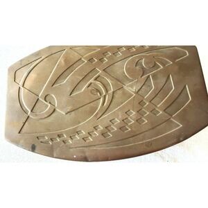 Scovill Brass Metal Trinket Jewelry Dresser Box Art Deco Geometric VTG Hinged